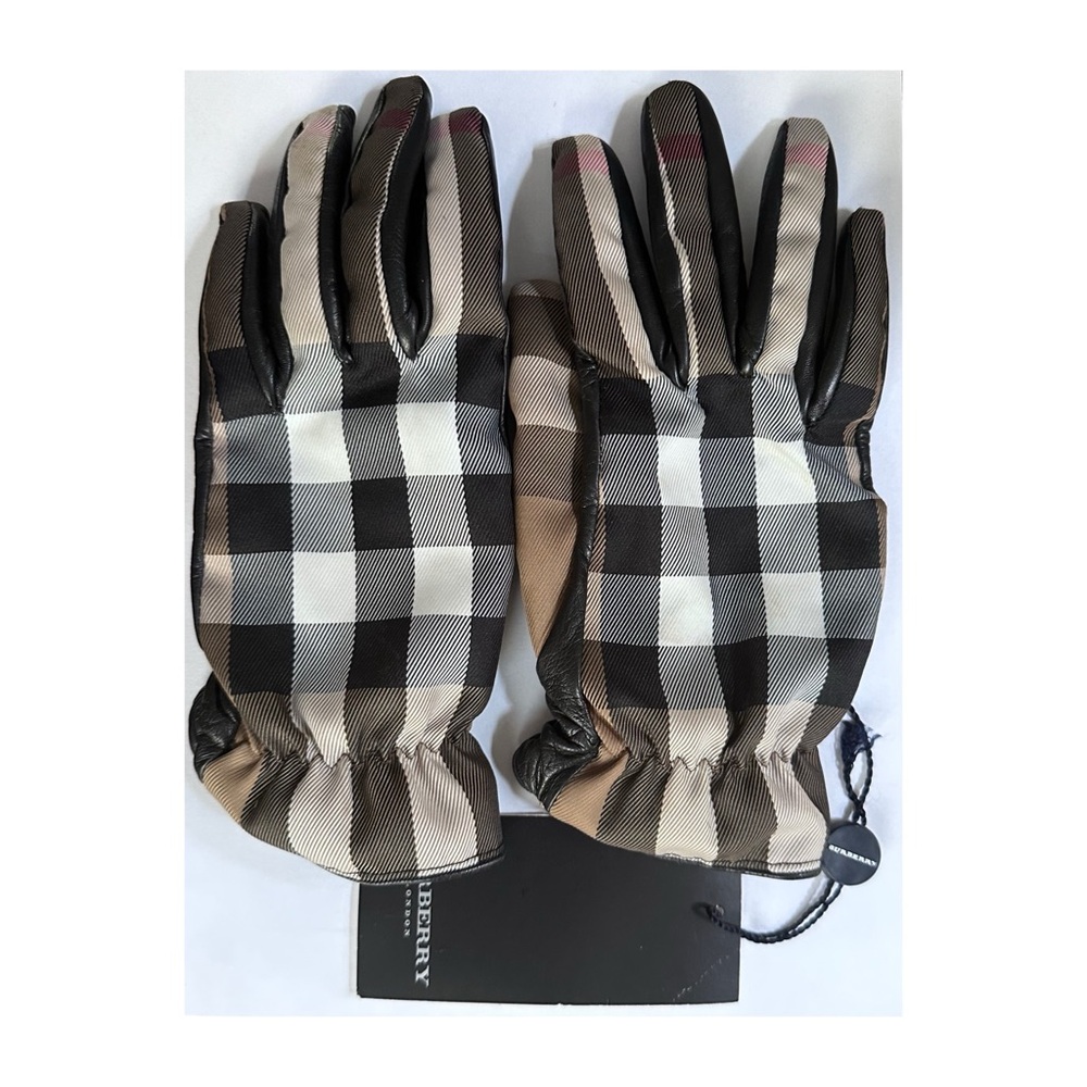Burberry Checkered Gloves - Black and Beige